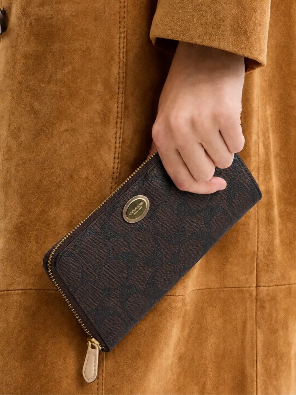 Coach Signature Accordion Zip Around Wallet